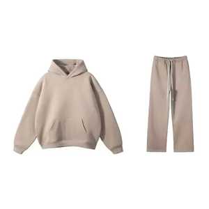 Wholesale Sweat <b>Jogger</b> Suits Two Piece 100% Cotton <b>Slim</b> <b>Fit</b> Winter <b>Men</b> Streetwear Sweatsuit Stacked Tracksuit 2025 - Product Image 1