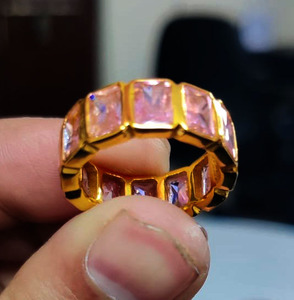 แหวนเงินแท้สเตอร์ลิงสำหรับงานแต่งงานแหวนเซอร์คอนสีเงินประดับ925มรกตหินสีชมพูดีไซน์คลาสสิกดีไซน์คลาสสิก - Product Image 5