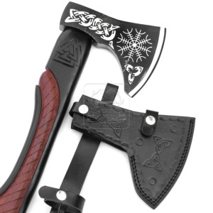ขวานวิกิ้ง Damascus Deal Hand Forged รุ่น DD-VikingAxe-106 หัวขวานแบบ Tomahawk  ใบมีดเหล็กคาร์บอน 4 ชั้น ความยาวรวม 20 นิ้ว น้ำหนัก 1200 กรัม ด้ามไม้ - Product Image 5