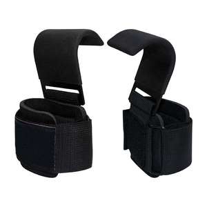 Poignées d'haltérophilie à logo personnalisé avec dragonnes et enveloppes Crochets pour tiges en acier avec sangle rembourrée pour tractions Caractéristiques antidérapantes - Product Image 2