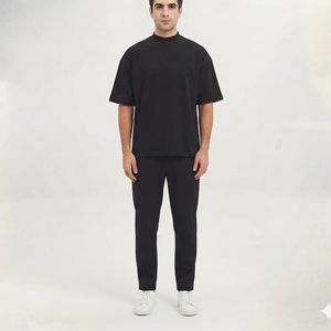 T-shirt personnalisé pour homme avec logo de marque, épais, de haute qualité, personnalisé, 100% coton, col rond, t-shirt noir pour homme - Product Image 4