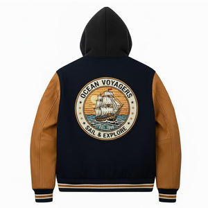 Vestes universitaires à capuche pour hommes, entièrement personnalisées, vêtements décontractés, veste universitaire brodée en chenille personnalisée pour hommes - Product Image 2