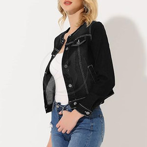 Vestes Jeans pour Femmes Conception Personnalisée Vestes Jeans pour Femmes quantité minimale de commande Bas Vestes Jeans pour Femmes Respirant - Product Image 3