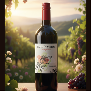 Jardin Verde Vino Tinto Seco 100% Tempranillo Orgánico 125-13.5% Vol. Alcohol 0.75L De España - Product Image 4