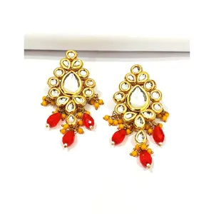 Ensemble de collier Meenakari de luxe plaqué or 18 carats, rouge, non taillé, Dibbi Kundan, pour mariage, occasions inspirées du vintage, bijoux de mariée - Product Image 6