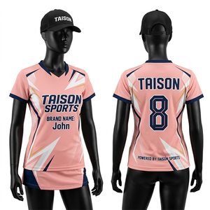 เสื้อแบดมินตันหญิง 145 GSM ผ้าโพลีเอสเตอร์อินเตอร์ล็อค ระบายอากาศได้ดี สีครีม แขนเสื้อแบบแร็กแลน  ออกแบบโลโก้แบบซับลิเมชั่นตามสั่ง - Product Image 6