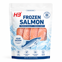 Sachet d'emballage personnalisé pour saumon congelé, qualité alimentaire, refermable, avec fermeture éclair et fenêtre transparente