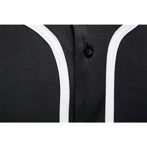 Haute Qualité Polyester À Manches Courtes Baseball Jersey Plein Noir et Blanc À Rayures Respirant Sportswear Uniformes Chemises Plus La Taille - Product Image 5