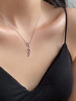 925 argent sterling plaqué or rose collier rose zircon dot en gros