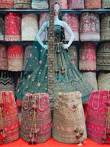Elegant Bride's Ensemble Winter Velvet Heavy Mirror Work Jarkan Stone Embellished Indian <b>Clothes</b> Lehenga Choli Long Blouse - Product Image 3