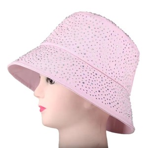 Chapeaux seau en coton pour femmes à la mode personnalisés de haute qualité strass plusieurs couleurs pour la protection solaire-pour la pêche - Product Image 4