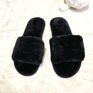 รองเท้ากำมะหยี่ขนยาวสำหรับใส่ในบ้านรองเท้าแตะพื้นนุ่มขนฟูสำหรับผู้หญิงกันลื่นเรียบสำหรับใส่ในบ้าน - Product Image 4