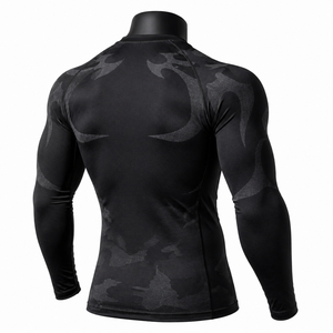 Customize <b>Men</b>’s Black Camo Compression Shirt Long Sleeve Gym Fitness Tight <b>Base</b> <b>Layer</b> Sportswear OEM Wholesale - Product Image 6