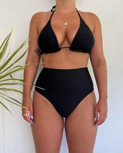 Ensemble Bikini Taille Haute avec Design Push-Up Côtelé Rayé-Plaid Motif Gland Dentelle Appliques pour Été Plage Maillot de Bain Maillot de Bain - Product Image 5