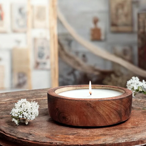 Bol à bougie en bois de qualité supérieure, fait à la main, écologique, bol en bois naturel pour une ambiance rustique à la maison et la décoration de table - Product Image 6