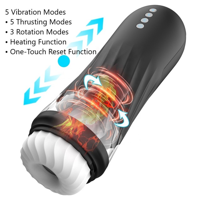 Automatic Male Masturbator Adult Sex Toys for Men With 3 Twisting and 5 Thrusting Vibration Modes Hands-Free Heating