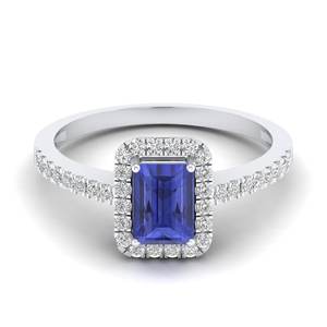 REYES Haute Qualité Tanzanite Gemme Mariage Halo Anneaux 14K Or Jaune Radiant Cut 1Ct Diamant Cadeaux de Fiançailles Anneaux - Product Image 5