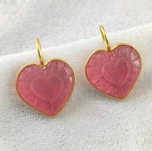 Gemstone Heart Carving <b>Pendant</b> 925 Sterling Silver Gold Vermeil 15mm Heart Shape Carved Birthstone Fine Jewelry Bezel <b>Pendants</b> - Product Image 3