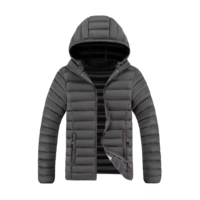 Veste matelassée en toile respirante et imperméable pour homme, personnalisable, 100% polyester, col blanc, rembourrage en duvet de canard, à capuche, grande taille, hiver