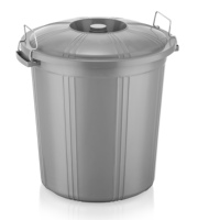 Cubo de Almacenamiento Cilíndrico de Plástico Resistente de 50L, Modelo AK 217 de Afossa, con Tapa, para Uso en Exteriores, Gestión de Residuos