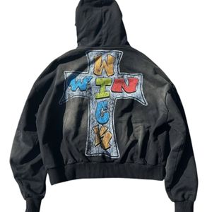 Sudadera con capucha y cremallera de algodón 100% de talla grande para hombre, peso pesado de alta calidad para invierno, Impresión de logotipo personalizado - Product Image 3