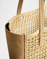 SAC À MAIN EN CUIR VÉRITABLE ROTIN NATUREL
