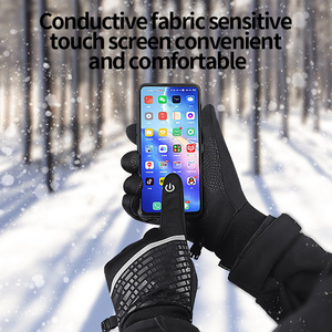 Gants de cyclisme personnalisés antidérapants et chauds avec doublure en polaire de paume en silicone imperméable à écran tactile Gants de vtt pour l'hiver - Product Image 6