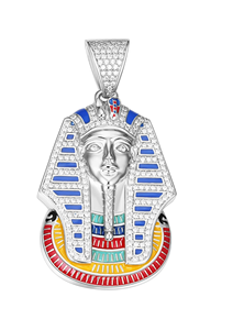 Colgante de Rey Egipcio en Oro de 14K y Chapado en Rodio con Moissanita y Detalles de Esmalte para Regalo - Product Image 4