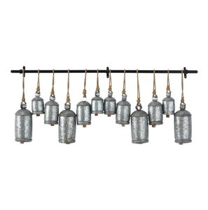 AK Brass Decorative Metal Christmas Bells <b>Set</b> Of 12 Single Bell <b>On</b> Rope Rustic Finished Unique Bells For Christmas Ornaments - Product Image 2