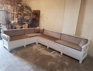 Ensemble de canapé d'angle convertible en bois de luxe en forme de L avec canapé-lit pour salon - Product Image 4