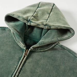 Top vente acide lavage fermeture éclair sweats à capuche 100% coton à manches longues coupe ample sweats à capuche pour unisexe goutte épaule fermeture éclair sweats à capuche pour hommes - Product Image 4