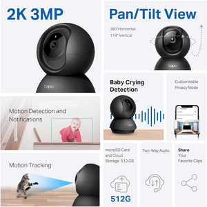 Tplink tapo กล้องรักษาความปลอดภัยในร่ม2K pan./tapo tapo สีดำ (C211 tapo) - Product Image 5