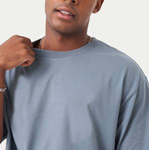 T-shirt à coupe boxy oversize tendance pour homme Épaule délavée lourde avec haut à col en O Style Streetwear - Product Image 6