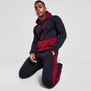 Chándal deportivo a prueba de viento con cremallera para hombre, conjunto de pantalones de chándal con capucha y cremallera completa de bloque de Color de gran tamaño, OEM personalizado - Product Image 2