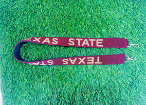 สายกระเป๋าลูกปัดทำมือมีสไตล์สีแดงประกายสีทองและสีแดงกว้างปรับแต่งได้สำหรับวันแข่งขันวิทยาลัย - Product Image 3