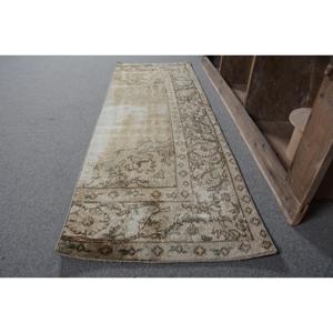 Tapis turc Vintage Beige traditionnel 2x6 pieds Patchwork motif laine Faux lapin fourrure Latex pour décorations de couloir de salon - Product Image 2
