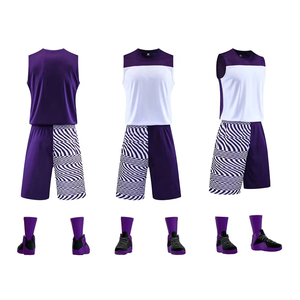 เครื่องแบบเสื้อบาสเก็ตบอลตาข่ายใส่ได้สองด้านเครื่องแบบทีมบาสเก็ตบอลไม่มีลายคุณลักษณะแห้งเร็วบริการ OEM - Product Image 4