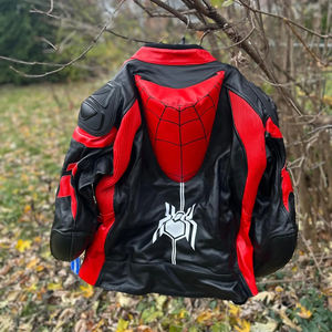 Chaqueta de moto de carreras personalizada para hombre Cuero genuino a prueba de viento y técnicas impresas de talla grande - Product Image 4