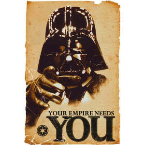 Póster de Star Wars de Estilo Artístico Moderno, Arte Mural de Darth Vader con la Frase 'Tu Imperio Te Necesita' - Product Image 2