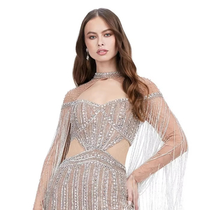 Robe de soirée antistatique de luxe avec strass avant perlé Design symétrique Vêtements de cocktail de fête respirants pour les soirées - Product Image 1