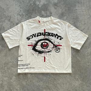 Ropa de calle con logotipo personalizado 100% algodón Boxy recortada Unisex gráfico camisetas de algodón pesado de gran tamaño para hombres - Product Image 6