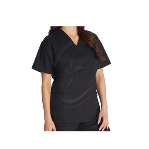 Mujeres manga corta cuello en V uniforme Poly Spandex verano, Hospital Scrubs trabajadores de la salud enfermera uniforme cintura elástica Scrubs Set - Product Image 1
