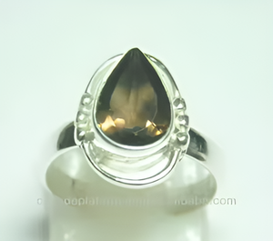 CASA DE PLATA Manufacture Wholesaler Fashionable 925 Sterling <b>Silver</b> <b>Ring</b> Unisex Smokey Quartz <b>Ring</b> for <b>Weddings</b> Parties <b>Silver</b> - Product Image 1