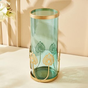 Vase à fleurs en métal fabriqué à la main de style bohème classique et moderne Vase de table en verre, fer, laiton et aluminium pour la décoration de la maison - Product Image 2