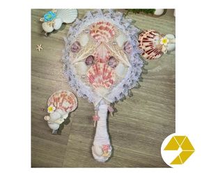 Encantador espejo de concha marina de Vietnam con conchas naturales Espejo de concha marina compacto portátil para estilo costero Mejor oferta Promoción - Product Image 3