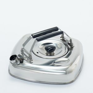 Stackable flat square <b>kettle</b> with stainless steel strainer that fits in the fridge space saving high quality stainless steel - Product Image 1