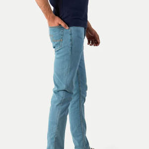Vente en gros de jeans droits décontractés légers pour hommes, sur mesure, taille mi-haute, respirants, séchage rapide, en tissu de coton, faible MOQ - Product Image 2