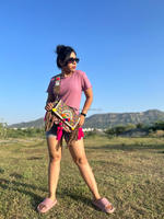 Nouvel arrivage de sacs en coton pour femmes Rajasthani véritable fait à la main Tribal Multi couleur Boho Hippie daim cuir frange gland Banjara