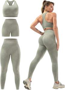 Ensemble de yoga pour femmes, short et soutien-gorge, 2 pièces, respirant, extensible dans les quatre sens, vêtements de sport de haute qualité, logo avant, prix - Product Image 3