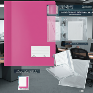 DURABLE DURALUX Dark Pink Extra Wide PVC Fastener TRANSLUCENT DIN <b>A4</b> File <b>Folder</b> Accessories - Product Image 3
